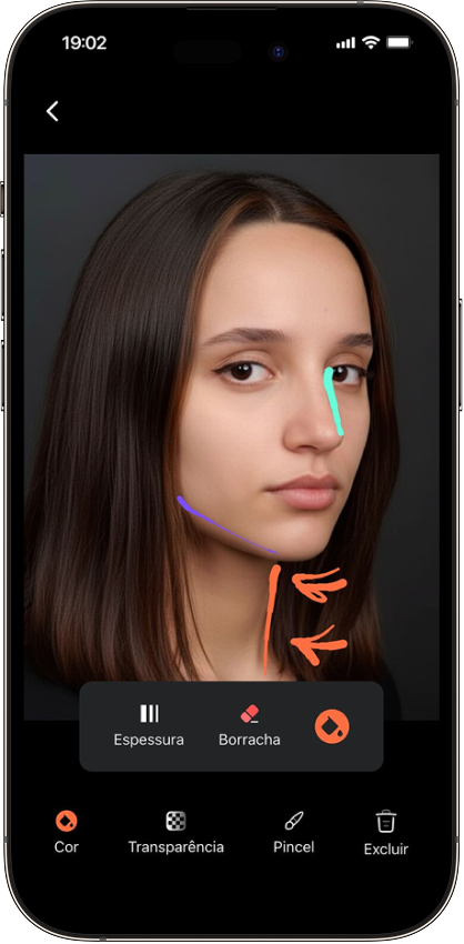 Interface do app Evolook mostrando captura com marcadores corporais